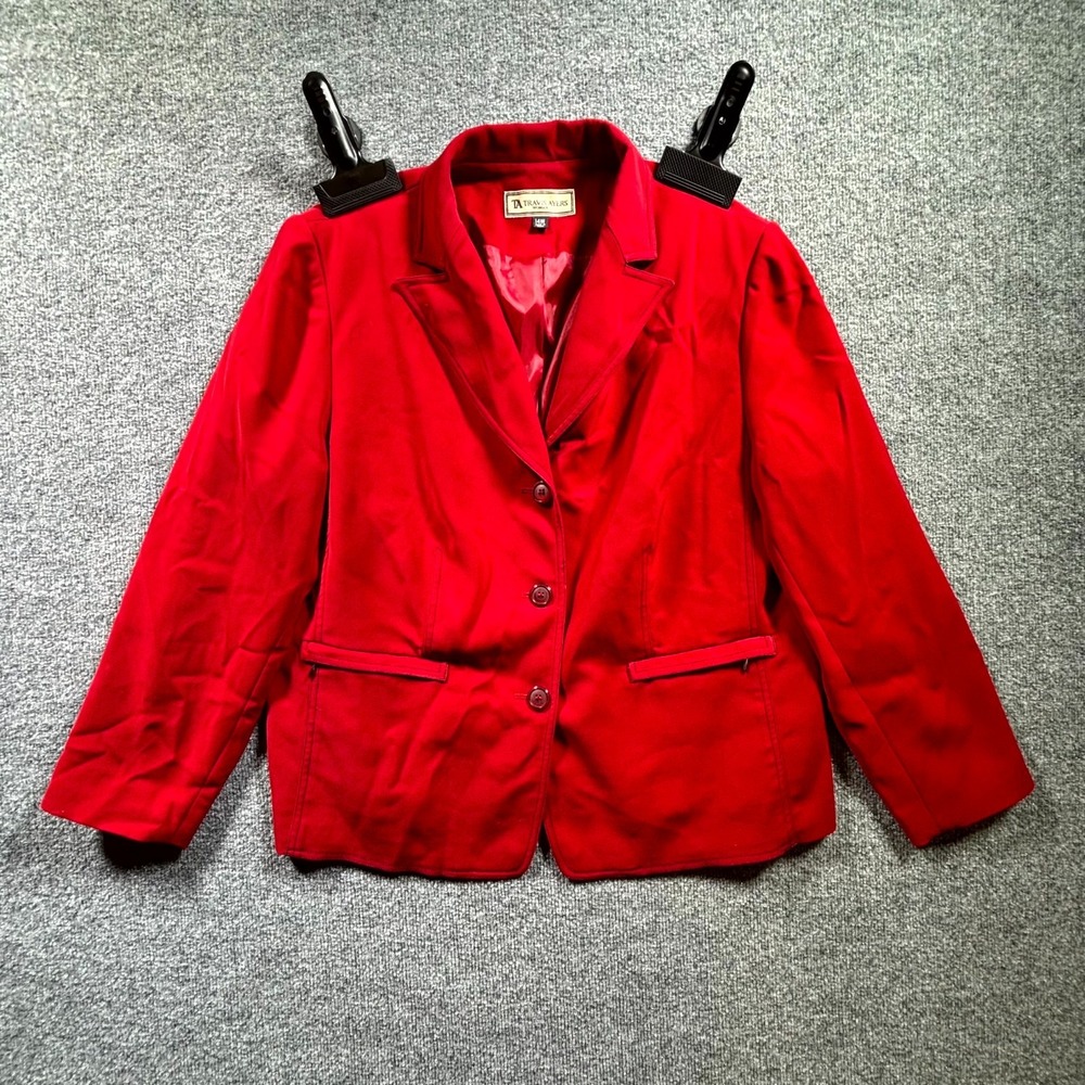 Travis Ayers Blazer Women 14W Bright Red Notch Lapel Business Casual Career Wear